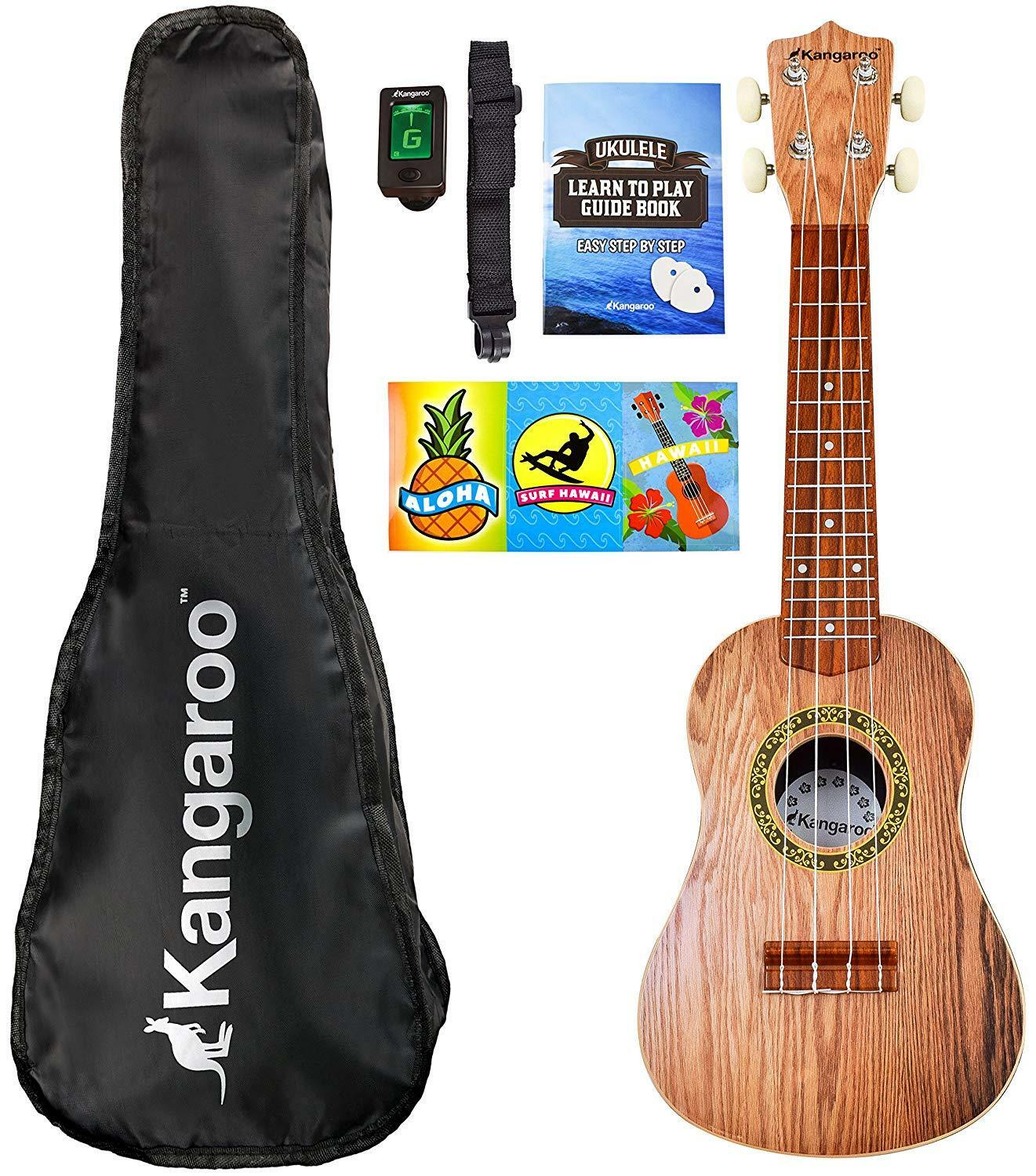22.5" Ukulele Kit Musical Hawaiian Guitar With Bag, Tuner, Strap, Picks & More