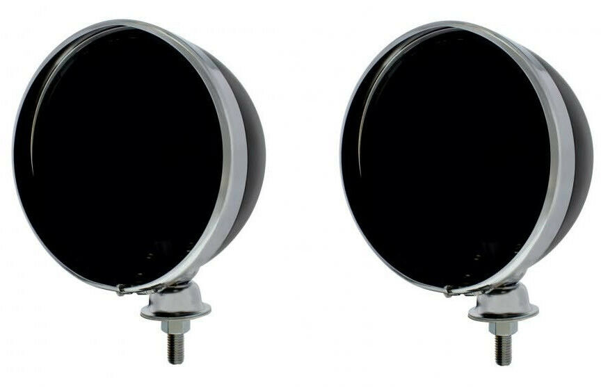 Pair Black Dietz 7" Headlight Buckets Assembly Wired For Hot Rods