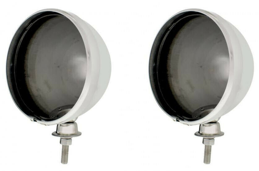 Pair Chrome Dietz 7" Headlight Buckets Assembly Wired For Hot Rods