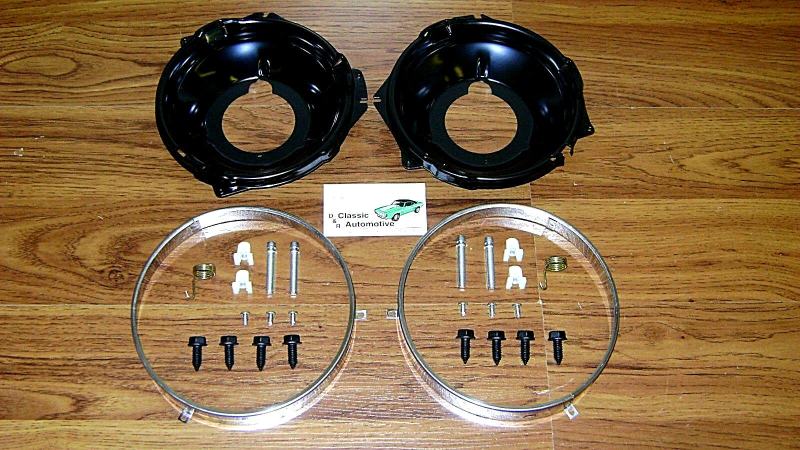 Headlamp Retaining Ring Mounting Bucket 28pc Kit W/ Hardware Camaro Nova Rings