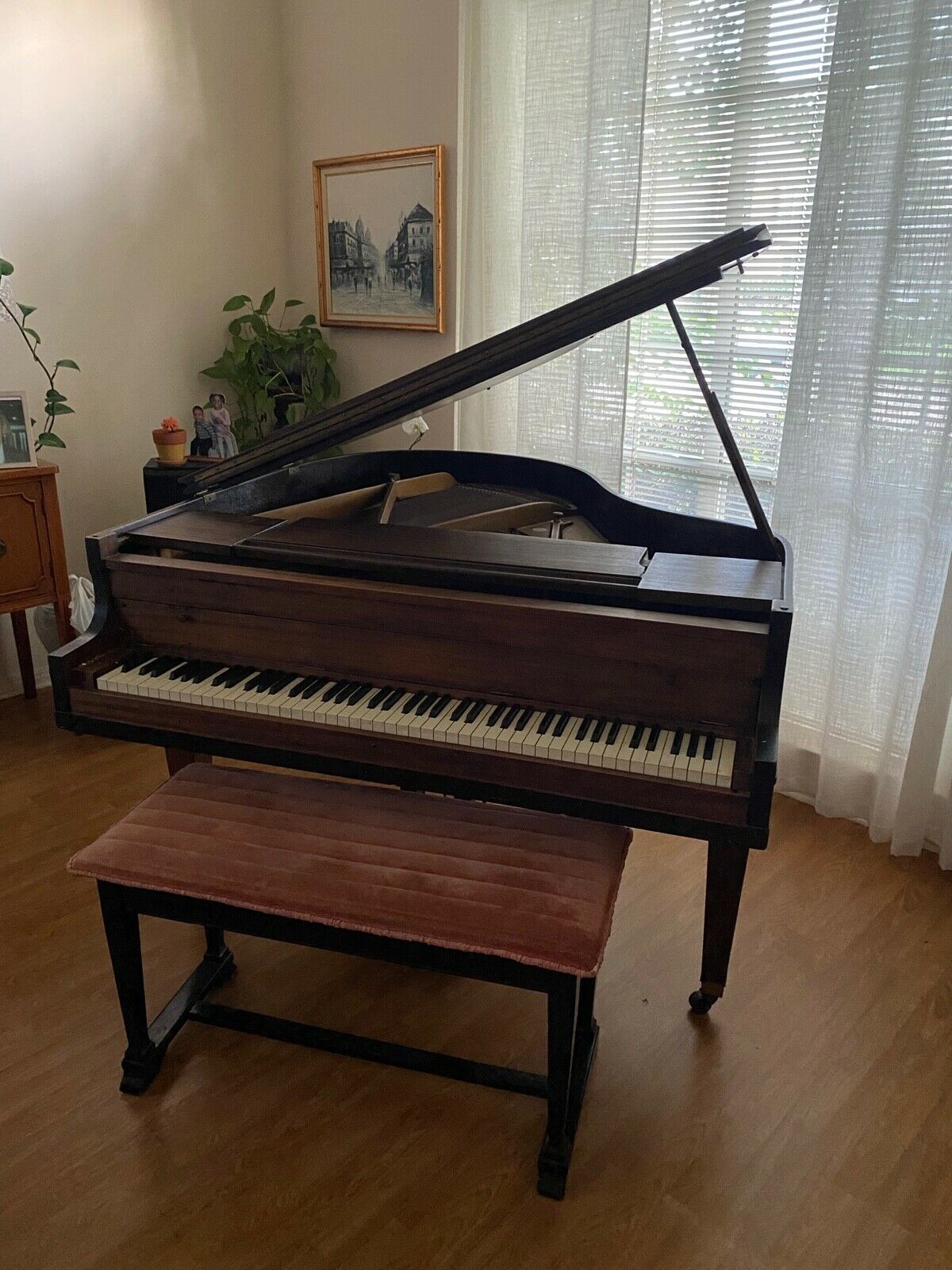 Antique Baby Grand Piano From The 1920’s, Walnut Finish, Excellent Condition